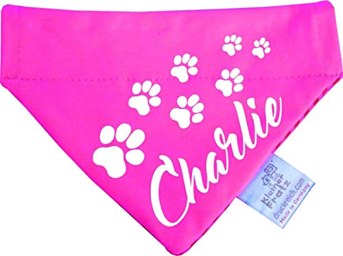 Hunde Durchzugstuch (Fb: pink-Navy) (Gr.L - 28 x 20 cm) mit Namen Ihres Tieres von Kleiner Fratz