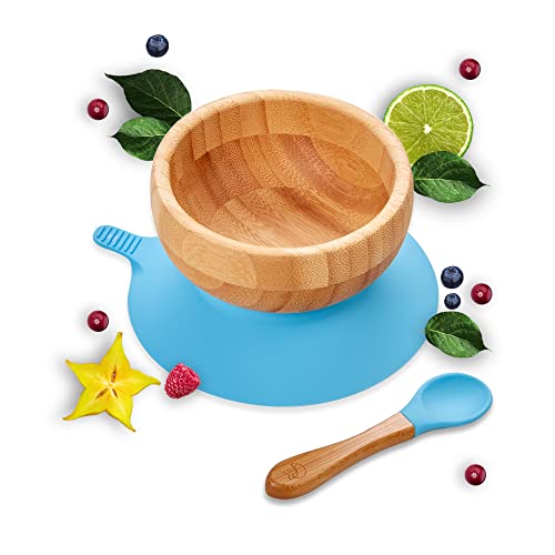 Kleiner Fuchs Bambus Baby Schüssel mit Saugnapf, Schüssel mit rutschfestem Saugnapf inkl. passendem Baby Löffel, hochwertiges Baby Geschirr Set mit Saugnapf inkl. Geschenkbox - Basis Design Kleiner Fuchs Bambus Baby Schüssel mit Saugnapf, Schüssel mit rutschfestem Saugnapf inkl. passendem Baby Löffel, hochwertiges Baby Geschirr Set mit Saugnapf inkl. Geschenkbox - Basis Design von Kleiner Fuchs