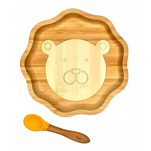 Kleiner Fuchs Hochwertiges Bambus Teller mit Saugnapf, Rutschfestem Saugnapf mit passendem Baby Löffel Macht Mahlzeiten Spaß, Bambus Geschirr Set mit Geschenkbox - Essenlernen mit Löwe Design Kleiner Fuchs Hochwertiges Bambus Teller mit Saugnapf, Rutschfestem Saugnapf mit passendem Baby Löffel Macht Mahlzeiten Spaß, Bambus Geschirr Set mit Geschenkbox - Essenlernen mit Löwe Design von Kleiner Fuchs