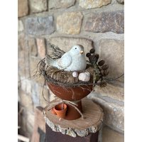 Tischdeko/Gartendeko/Rostdeko/Naturkranz/Sommerdeko/Heukranz/Dekoschale/Vogelnest von KleinesReschen