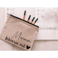 Baumwoll-Mäppchen Personalisiert "Lehrerin Mit Herz" von Kleinkramliebe