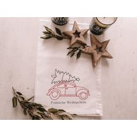 Geschirrhandtuch Weiß "Fröhliche Weihnachten" von Kleinkramliebe