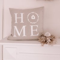 Kissen Beige "Home" von Kleinkramliebe