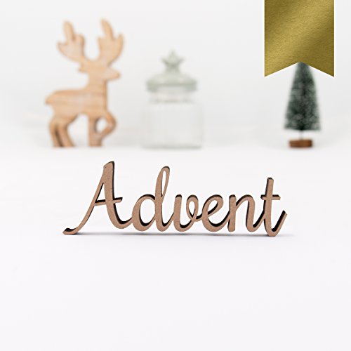 Kleinlaut 3D-Schriftzug Advent in Größe: 10 x 3,2 cm - Dekobuchstaben - 32 Farben zur Wahl - Gold von Kleinlaut