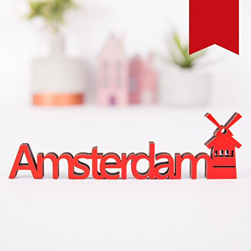 Kleinlaut 3D-Schriftzug Amsterdam in Größe: 25 x 7,1 cm - Dekobuchstaben - 32 Farben zur Wahl - Rot von Kleinlaut