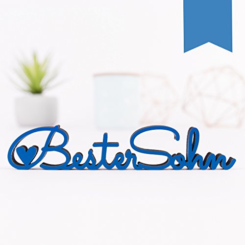 KLEINLAUT 3D-Schriftzug Bester Sohn in Größe: 25 x 4,9 cm - Dekobuchstaben - 32 Farben zur Wahl - Hellblau von KLEINLAUT