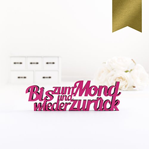 KLEINLAUT 3D-Schriftzug Bis zum Mond und Wieder zurück in Größe: 10 x 2,9 cm - Dekobuchstaben - 32 Farben zur Wahl - Gold von KLEINLAUT