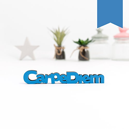 KLEINLAUT 3D-Schriftzug Carpe Diem in Größe: 10 x 1,7 cm - Dekobuchstaben - 32 Farben zur Wahl - Hellblau von KLEINLAUT