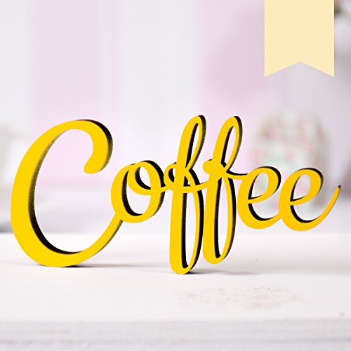 KLEINLAUT 3D-Schriftzug Coffee in Größe: 25 x 11,7 cm - Dekobuchstaben - 32 Farben zur Wahl - Pastell Gelb von KLEINLAUT