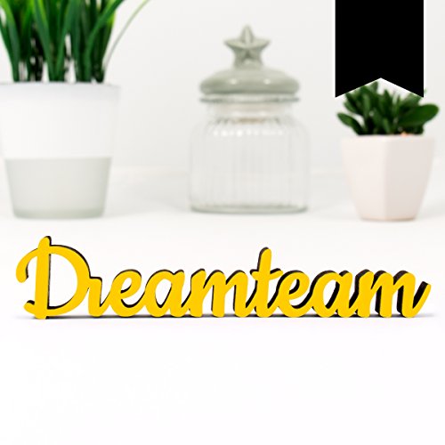 Kleinlaut 3D-Schriftzug Dreamteam in Größe: 25 x 5,0 cm - Dekobuchstaben - 32 Farben zur Wahl - Schwarz von Kleinlaut