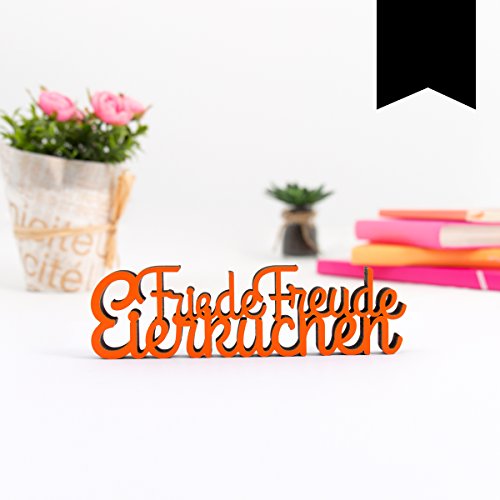 KLEINLAUT 3D-Schriftzug Friede Freude Eierkuchen in Größe: 10 x 3,0 cm - Dekobuchstaben - 32 Farben zur Wahl - Schwarz von KLEINLAUT
