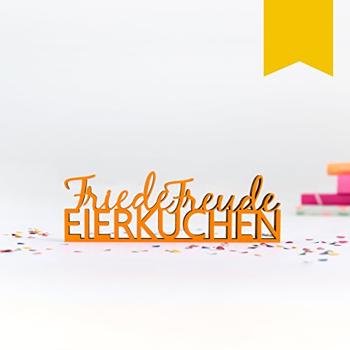 KLEINLAUT 3D-Schriftzug Friede Freude Eierkuchen in Größe: 10 x 3,3 cm - Dekobuchstaben - 32 Farben zur Wahl - Gelb von KLEINLAUT