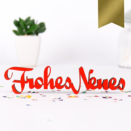 KLEINLAUT 3D-Schriftzug Frohes Neues in Größe: 25 x 5,8 cm - Dekobuchstaben - 32 Farben zur Wahl - Gold von KLEINLAUT