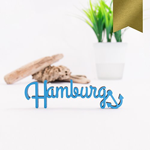 KLEINLAUT 3D-Schriftzug Hamburg in Größe: 10 x 2,9 cm - Dekobuchstaben - 32 Farben zur Wahl - Gold von KLEINLAUT