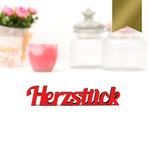 KLEINLAUT 3D-Schriftzug Herzstück in Größe: 10 x 2,1 cm - Dekobuchstaben - 32 Farben zur Wahl - Gold von KLEINLAUT