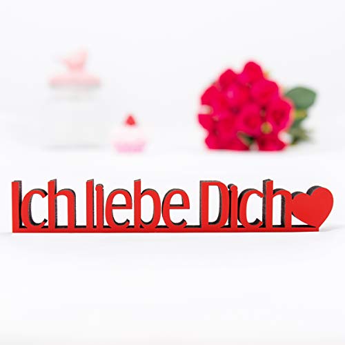 Kleinlaut 3D-Schriftzug Ich Liebe Dich in Größe: 10 x 1,7 cm - Dekobuchstaben - 32 Farben zur Wahl - Natur (Holz) von Kleinlaut