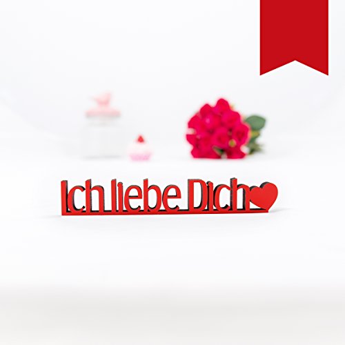 Kleinlaut 3D-Schriftzug Ich Liebe Dich in Größe: 10 x 1,7 cm - Dekobuchstaben - 32 Farben zur Wahl - Rot von Kleinlaut