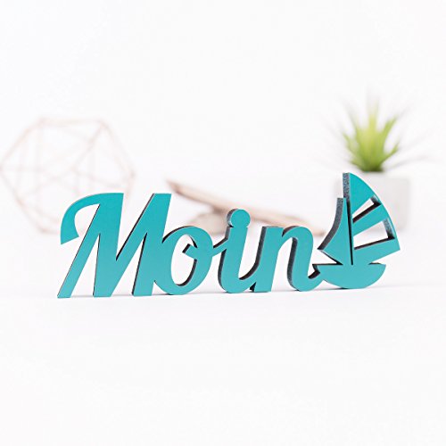 KLEINLAUT 3D-Schriftzug Moin in Größe: 10 x 3,4 cm - Dekobuchstaben - 32 Farben zur Wahl - Blau von KLEINLAUT