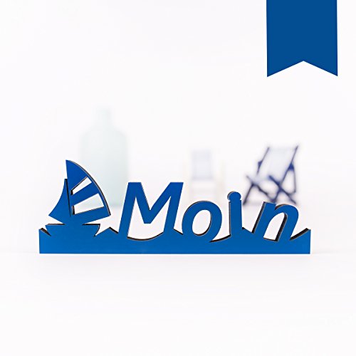 KLEINLAUT 3D-Schriftzug Moin in Größe: 15 x 5,2 cm - Dekobuchstaben - 32 Farben zur Wahl - Blau von KLEINLAUT
