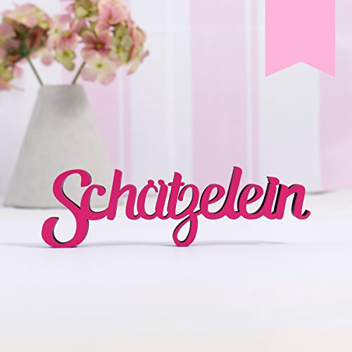 KLEINLAUT 3D-Schriftzug Schätzelein in Größe: 15 x 4,5 cm - Dekobuchstaben - 32 Farben zur Wahl - Rosa von KLEINLAUT