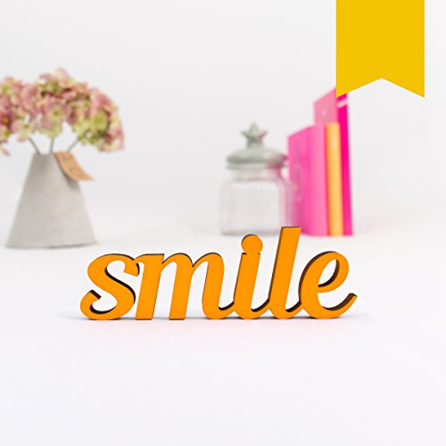 KLEINLAUT 3D-Schriftzug Smile in Größe: 10 x 3,3 cm - Dekobuchstaben - 32 Farben zur Wahl - Gelb von KLEINLAUT