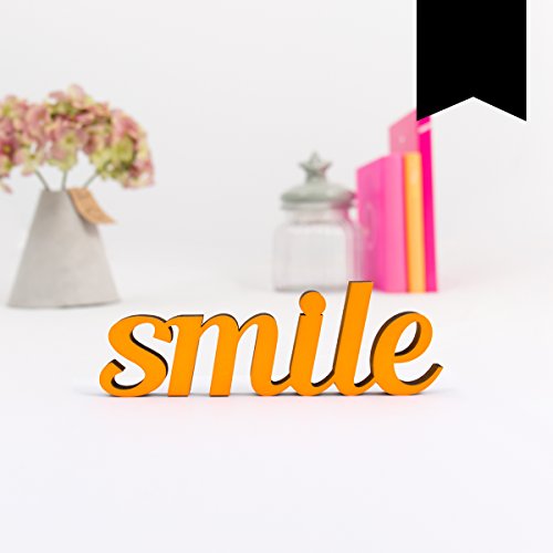 KLEINLAUT 3D-Schriftzug Smile in Größe: 10 x 3,3 cm - Dekobuchstaben - 32 Farben zur Wahl - Schwarz von KLEINLAUT