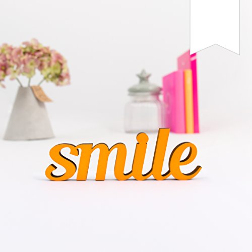 Kleinlaut 3D-Schriftzug Smile in Größe: 10 x 3,3 cm - Dekobuchstaben - 32 Farben zur Wahl - Weiß von Kleinlaut