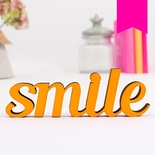 Kleinlaut 3D-Schriftzug Smile in Größe: 25 x 8,3 cm - Dekobuchstaben - 32 Farben zur Wahl - Neon Pink von Kleinlaut