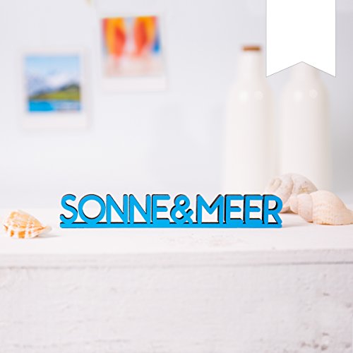 Kleinlaut 3D-Schriftzug Sonne & Meer in Größe: 10 x 1,5 cm - Dekobuchstaben - 32 Farben zur Wahl - Weiß von Kleinlaut