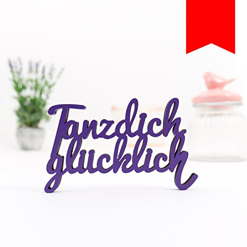 Kleinlaut 3D-Schriftzug Tanz Dich glücklich in Größe: 10 x 6,0 cm - Dekobuchstaben - 32 Farben zur Wahl - Neon Rot von Kleinlaut