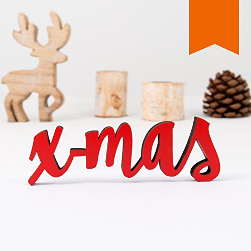 KLEINLAUT 3D-Schriftzug x-Mas in Größe: 15 x 5,1 cm - Dekobuchstaben - 32 Farben zur Wahl - Orange von KLEINLAUT
