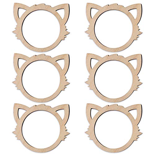 Kleinlaut Serviettenring - Dekorative Tischdeko aus Holz - 6er Set - Motiv: Katze von Kleinlaut