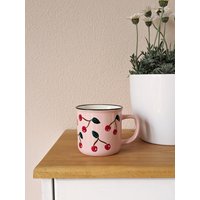 Handbemalte Tasse Tassen Emaille Optik Kirsche Kirschen Niedlich Rosa Rot Grün Handbemalte Tasse Tassen Emaille Optik Kirsche Kirschen Niedlich Rosa Rot Grün von KleinstigkeitenDE