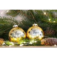 Personalisierte Weihnachtskugel Christbaumkugel Aus Glas - Gold Glänzend & Matt Mit Namen, Schwarze Schrift Schriftartenauswahl von KleinstigkeitenDE