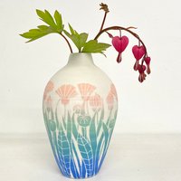 Porzellanvase Mit Sgraffito Im Farbverlauf von KleurKeramiek