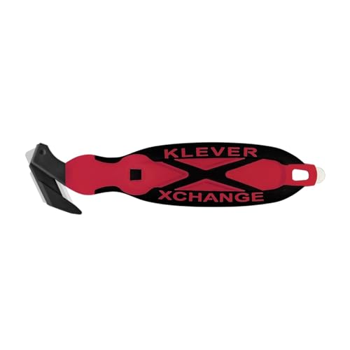Klever Kutter XCHANGE 35-1 Stk - rotes Sicherheitsmesser mit verdeckter Klinge, drei Klebebandanritzern, austauschbarem Klingenkopf von Klever Kutter