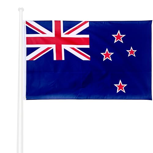 KliKil Große Flagge von New Zealand, 150 x 90 cm, mit 2 Metallösen für einfache Montage, langlebiger Druck, beständig gegen UV-Strahlen und leichten Wind, offizielle New Zealand-Flagge KliKil Große Flagge von New Zealand, 150 x 90 cm, mit 2 Metallösen für einfache Montage, langlebiger Druck, beständig gegen UV-Strahlen und leichten Wind, offizielle New Zealand-Flagge von KliKil