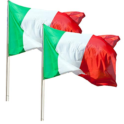 Klikil Italienische Flagge aus nautischem winddichtem Polyester -2 pcs -Flaggen Fahnen Fanartikel 90 x 150 cm Flagge von Italien mit Metall-Ösen von KliKil