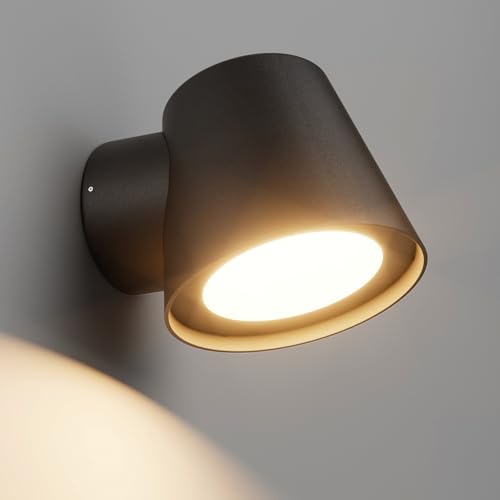 Klighten 12W Außenwandleuchte LED Wandleuchte, Wandlampe Aussen/Innen, IP65 Aussenleuchte, Modern Aussenlampe, Außenleuchte für Terrasse Garten, Aluminium+PC, Warmweiß 3000K 820LM, Schwarz von Klighten