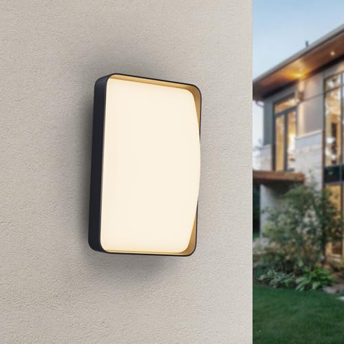 Klighten 12W LED Außenlampe, IP65 Wasserdichte Außenwandleuchte Warmweiß 3000K Wandlampe, Aluminium Aussenleuchte für Garten Terrasse Eingang, Warmweiß 3000K,Anthrazit von Klighten