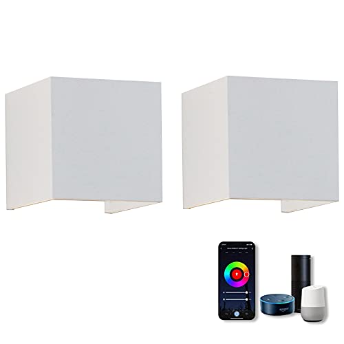 Klighten 2 PCS LED Wandleuchte Alexa,14W Smart Home Wandlampe Alexa Dimmbar 3000K-6000K Steuerbar via App,IP65 wandlampe alexa Mit Einstellbar Abstrahlwinkel LED Wandleuchte Innen & Außen,Weiß von Klighten