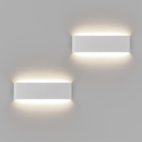 Klighten 2-Pack 30CM Wandlampe 10W LED Innen Wandleuchte Up Down, 4000K Natürliches Weiß Dekorative Wandleuchten für Treppenhaus, Esszimmer, Wohnzimmer, Schlafzimmer, Weiß von Klighten