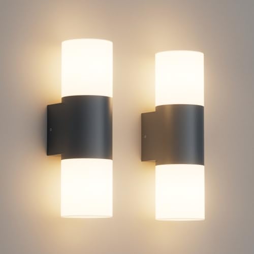 Klighten 2 Stück Außenwandleuchten E27 Up and Down, Wandleuchten Außen/Innen 2 flammig, Wandlampe Anthrazit, IP65 Aussenlampe, Außenleuchte Aluminium, für Eingang Terrass, ohne Leuchtmittel von Klighten