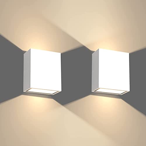 Klighten 2 Stück LED Wandleuchte Außen Innen 7W Up Down Aussenleuchte Wasserdicht IP65 Wandbeleuchtung Modern Wandlampe aus Aluminium für Eingang Wohnzimmer Garten, 2700-3000K Warmweiß, Weiß Klighten 2 Stück LED Wandleuchte Außen Innen 7W Up Down Aussenleuchte Wasserdicht IP65 Wandbeleuchtung Modern Wandlampe aus Aluminium für Eingang Wohnzimmer Garten, 2700-3000K Warmweiß, Weiß von Klighten