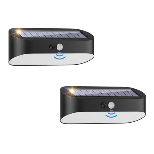 Klighten 2 Stück Solarlampen für Außen mit Bewegungsmelder, 3000K LED Solarleuchte Aussen, 2000mAh Solar Wandleuchte Kabellos, Solarleuchten mit Schalter, Außenwandleuchte für Garten, IP44, Schwarz Klighten 2 Stück Solarlampen für Außen mit Bewegungsmelder, 3000K LED Solarleuchte Aussen, 2000mAh Solar Wandleuchte Kabellos, Solarleuchten mit Schalter, Außenwandleuchte für Garten, IP44, Schwarz von Klighten