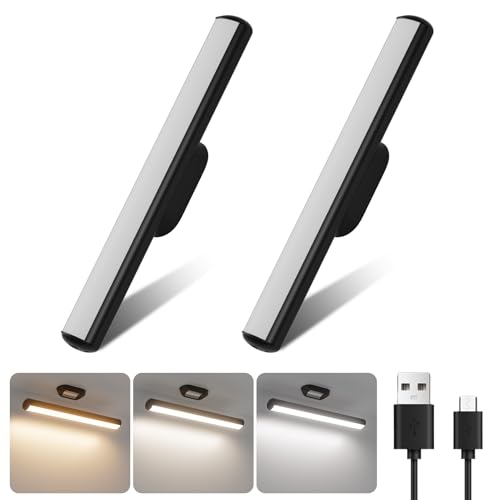 Klighten 2 Stück Unterbauleuchte Küche LED Kabellose Dimmbare, 4000mAh Batteriebetrieben Schrankbeleuchtung Magnet, Touch-Steuerung Schreibtischlampe, 2W 200LM USB Akku Lichtleiste für Küche von Klighten