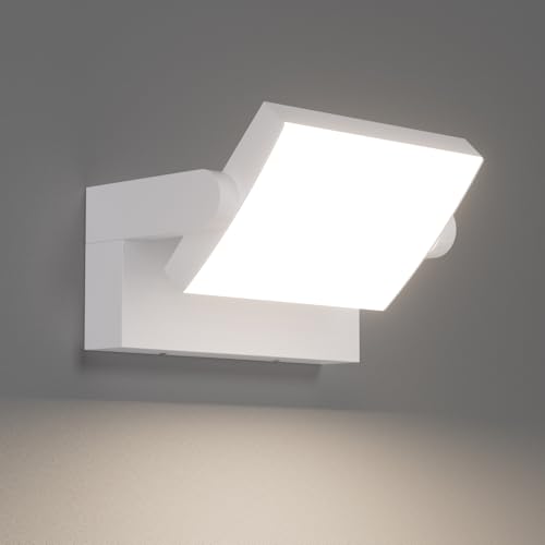 Klighten 24W Außenlampe Aussenleuchte Wand, Wasserdicht IP65 Wandleuchte Außen Innen Wandlampe mit Schwenkbar LED Panel Aussenlampe für Garten Terrasse, Weiß, 1500 Lumen, Natürliches Weiß 4000K von Klighten