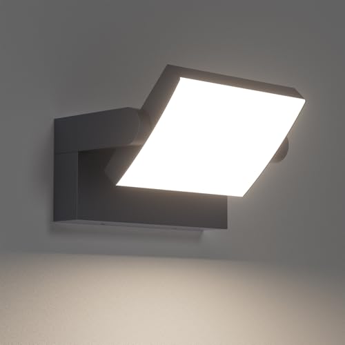 Klighten 24W Außenlampe Aussenleuchte Wand, Wasserdicht IP65 Wandleuchte Außen Innen Wandlampe mit Schwenkbar LED Panel Außenleuchte für Garten Terrasse, Anthrazit, 1500 LM, Neutral Weiß 4000K von Klighten