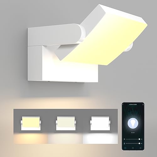 Klighten 24W Außenwandleuchte Dimmbar mit APP-Steuerung, Timer, Schwenkbar LED Panel, Wandleuchte Innen Außen, Wasserdicht IP65 Wandlampe Aussenleuchte für Eingang Flur, Weiß, 1500 LM, 3000K-6000K von Klighten