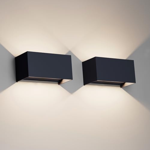 Klighten 24W LED Wandleuchte Innen/Außen,2PCS Außenlampe Außenleuchte 4000K,IP65 Aussenleuchte Wand UP Down,Außenwandleuchte wandleuchte innen Mit Einstellbar Abstrahlwinkel Naturweiß,Anthrazit von Klighten
